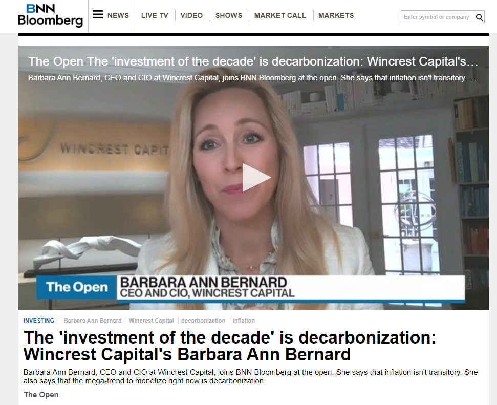 BNN – The ‘investment of the decade’ is decarbonization: Wincrest Capital’s Barbara Ann Bernard