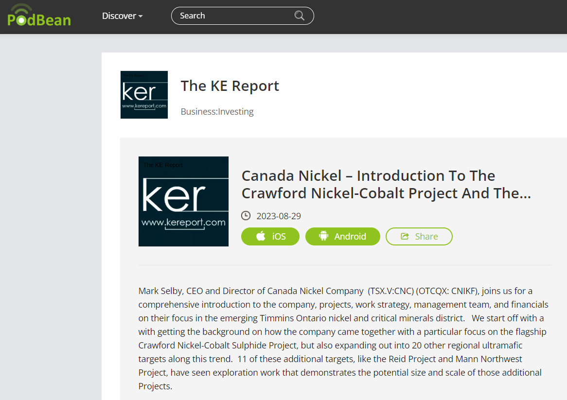 KE Report: Intro To The Crawford Nickel-Cobalt Project And The Larger Emerging Timmins Nickel District