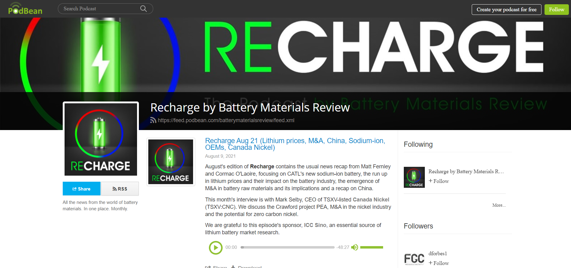 Recharge Aug 21 (Lithium prices, M&A, China, Sodium-ion, OEMs, Canada Nickel) – August 9, 2021