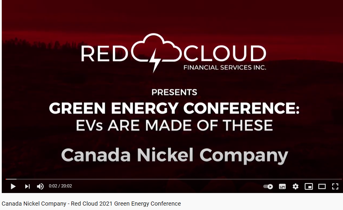 Canada Nickel Company – Red Cloud 2021 Green Energy Conference – July 13, 2021