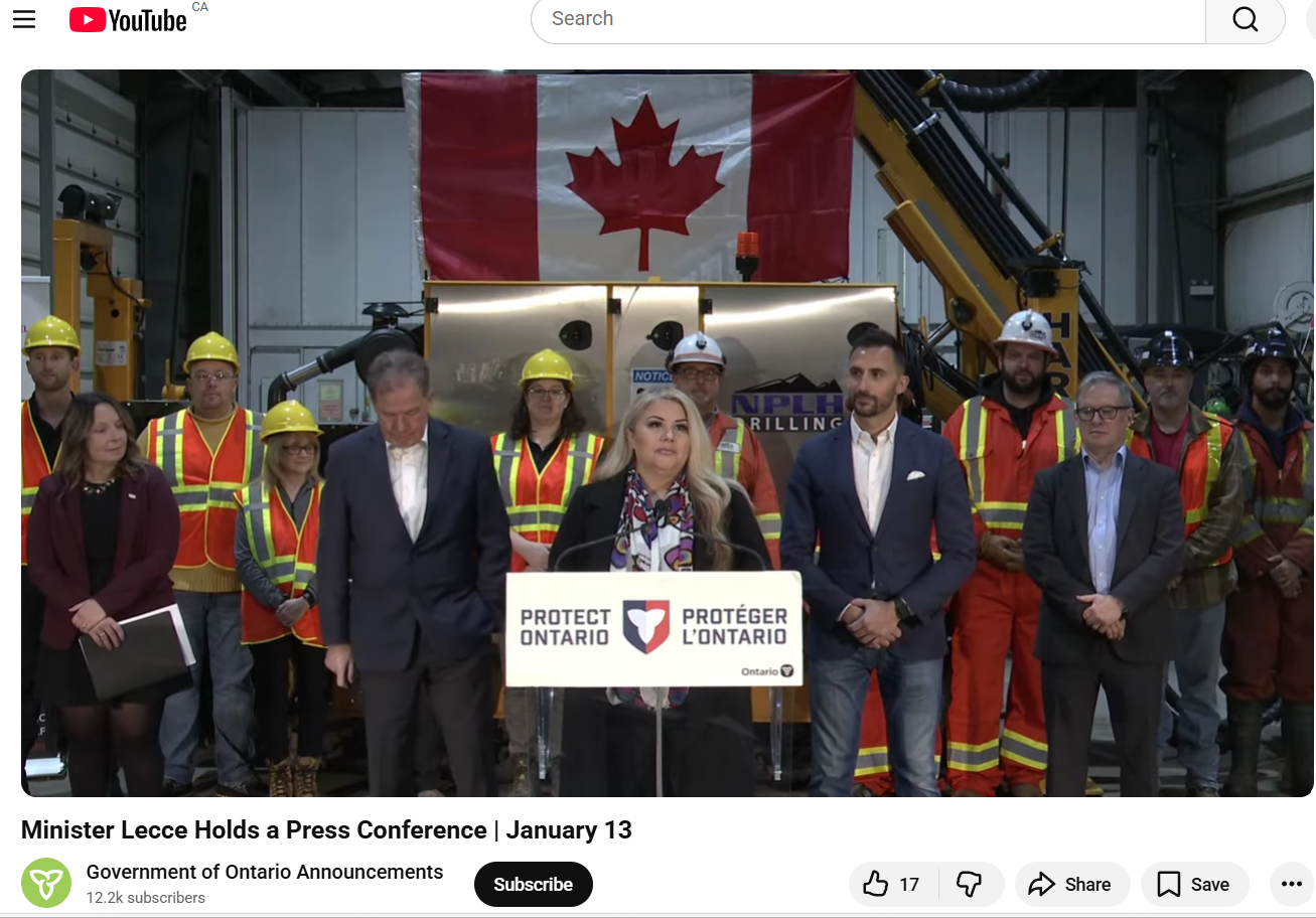 Minister Lecce Holds a Press Conference: Crawford – One Project, One Process