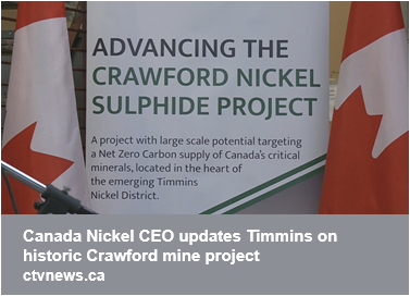 CTV News: Canada Nickel CEO updates Timmins on historic Crawford mine project