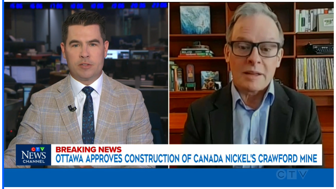 CTV News: Canada Nickel – Ottawa approves $5B Crawford nickel mine near Timmins